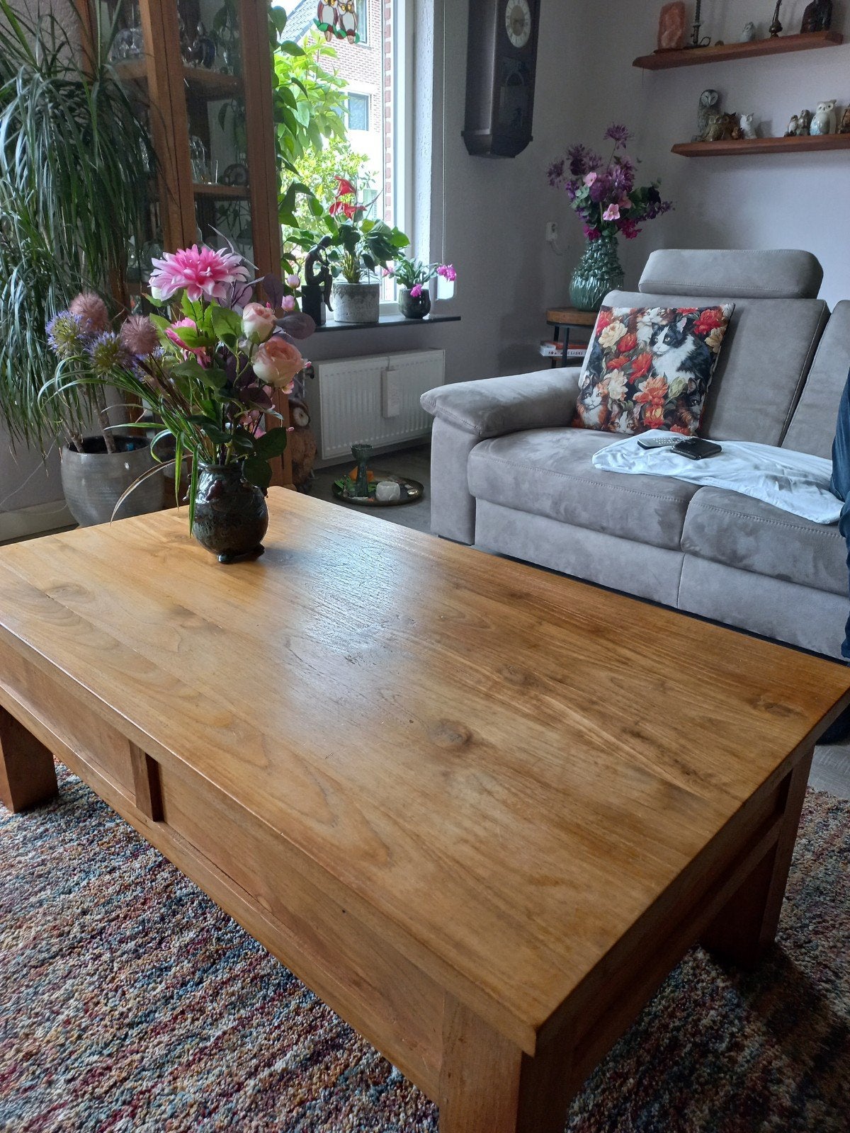 Teakhouten salontafel, Ophalen, Gebruikt, 100 tot 150 cm, Teakhout
