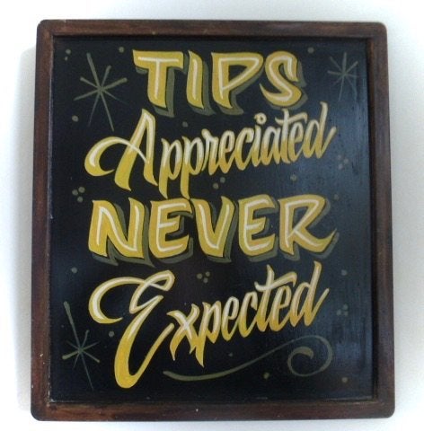 Handgeschilderd tekstbord/schilderij/tattoo/mancave/tip/fooi, Tekstbord, 36 cm, Nieuw, Ophalen of Verzenden