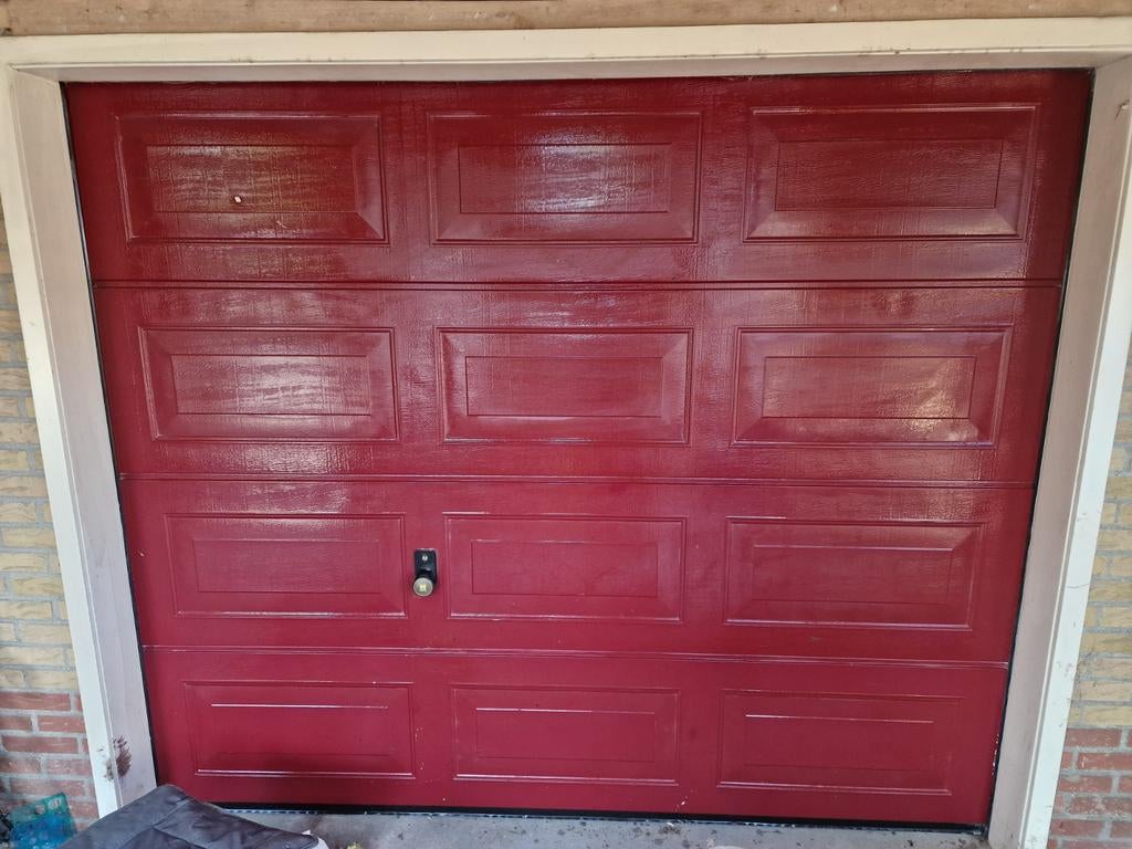 Rode Garagedeur met Elektrische Opener, Ophalen, Gebruikt, Garagedeur, 120 cm of meer