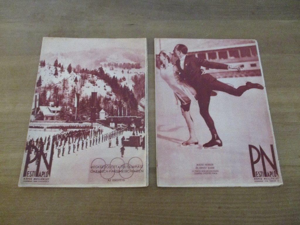 2 Hongaarse fotobladen - Olympische Winterspelen 1936, Ophalen, Gelezen, Sport en Vrije tijd