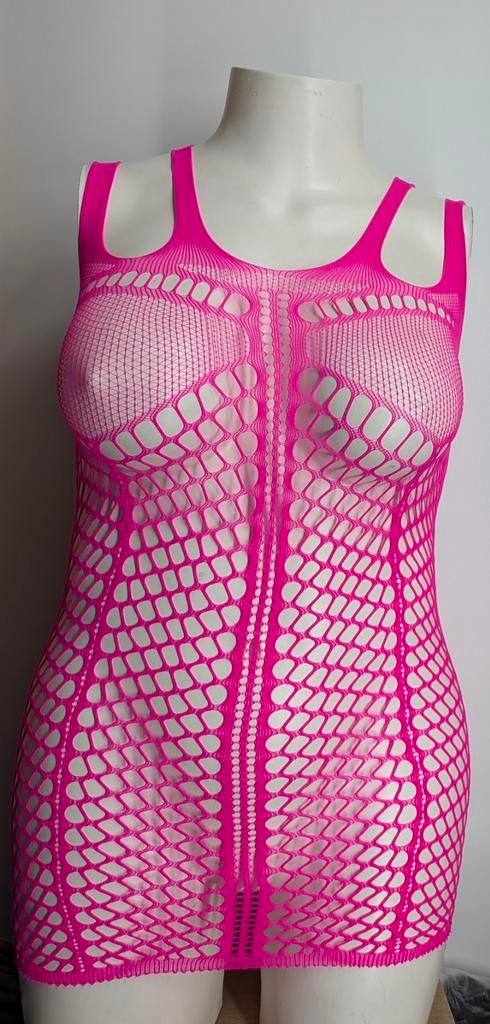 Sexy Roze Fishnet Jurkje - Nieuw, One Size (2608*), Kleding | Dames, Ophalen of Verzenden, Onbekend, Nachtkleding, Roze