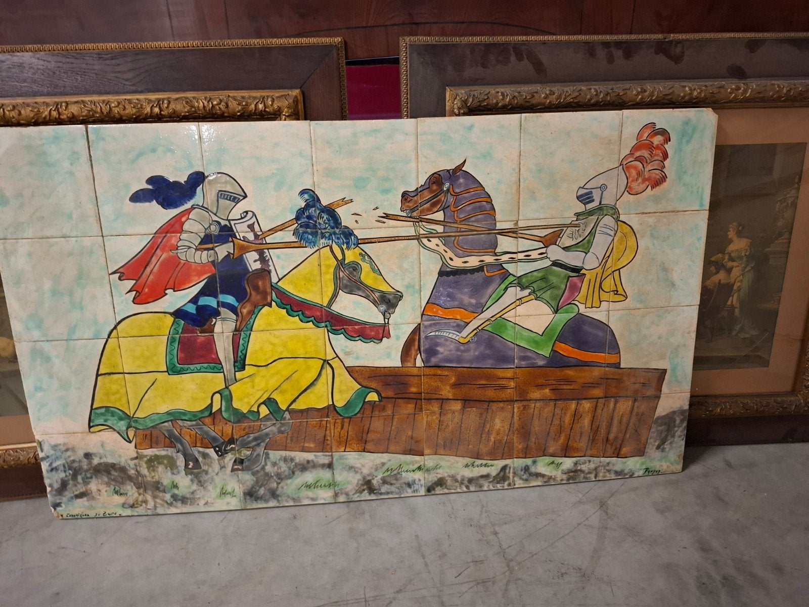 2x handgeschilderd tegeltableaus, Antiek en Kunst, Ophalen