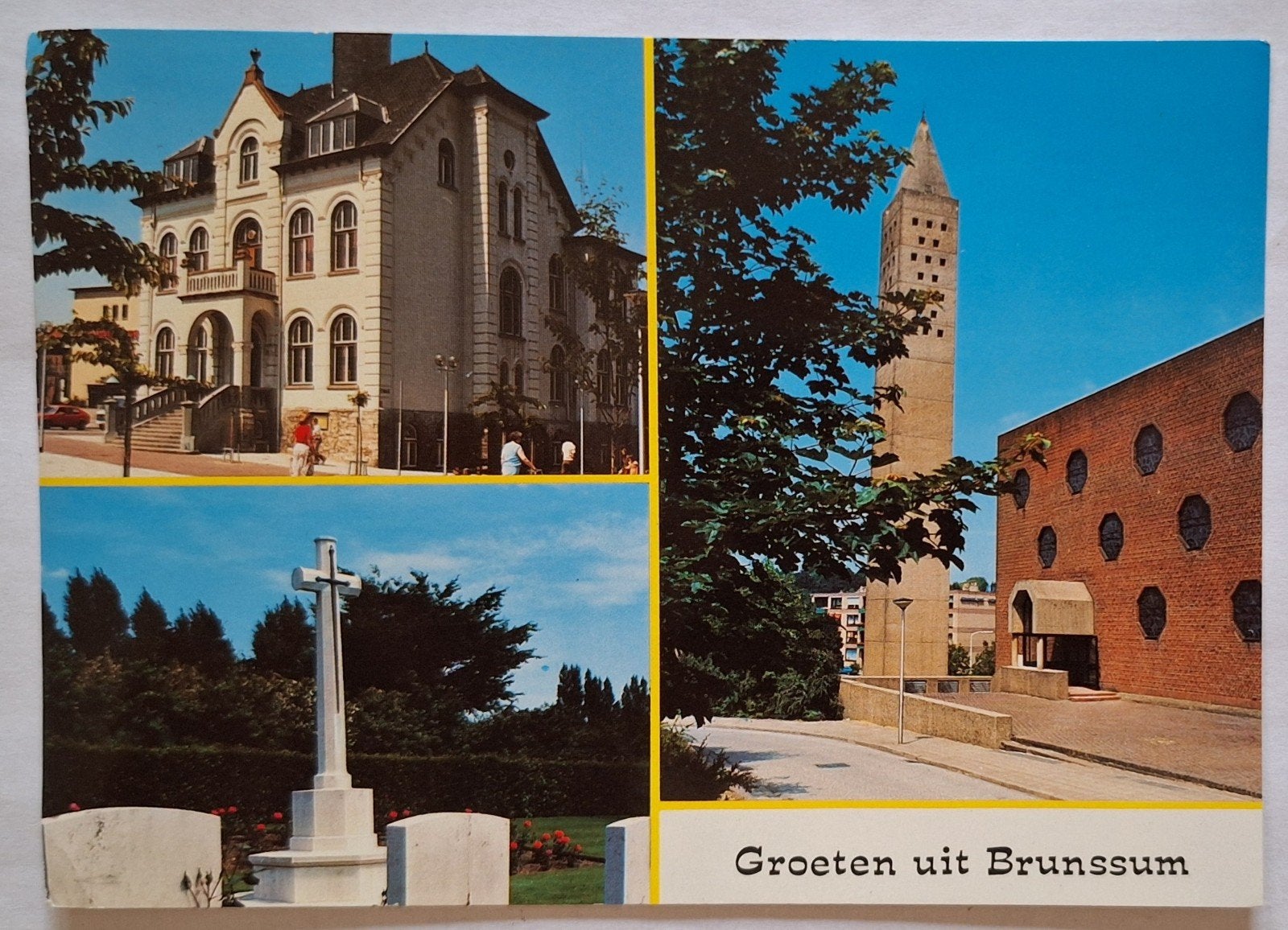 Oude ansichtkaart Groeten uit Brunssum - Gelopen, Verzamelen, Ophalen of Verzenden, 1960 tot 1980, Gelopen