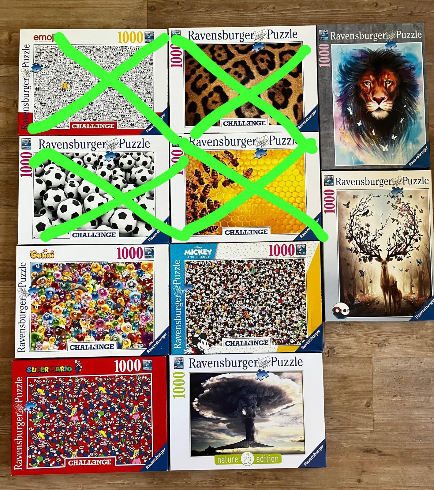 6 verschillende legpuzzels Ravenburgers - Challenge -1000, Ophalen, 500 t/m 1500 stukjes, Zo goed als nieuw, Legpuzzel