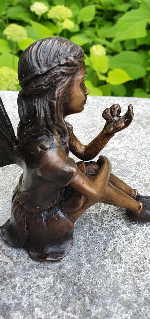 Bronzen beeld/ ELFJE / ENGEL / FEE met VLINDER, Antiek en Kunst, Ophalen of Verzenden, Handgemaakt, Brons