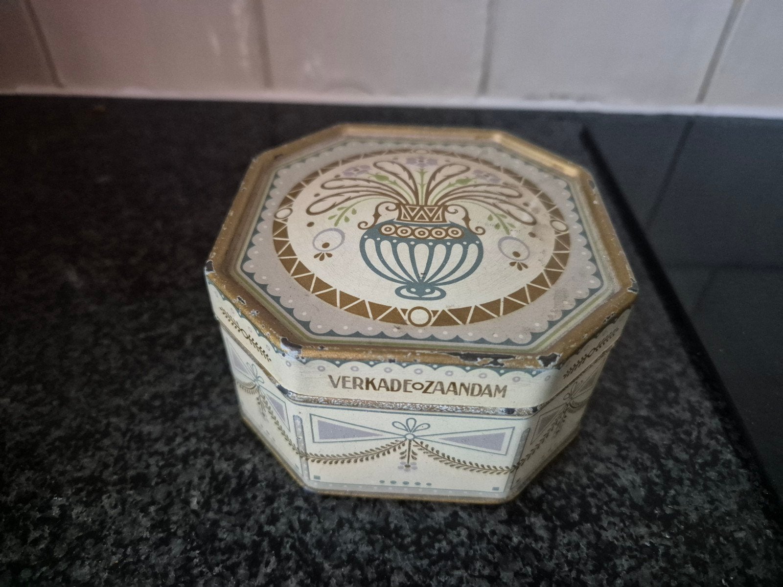 Prachtig antiek verkade zaandam blikmen doosje, Verzamelen, Blikken, Ophalen of Verzenden, Gebruikt, Koek(jes), Verkade