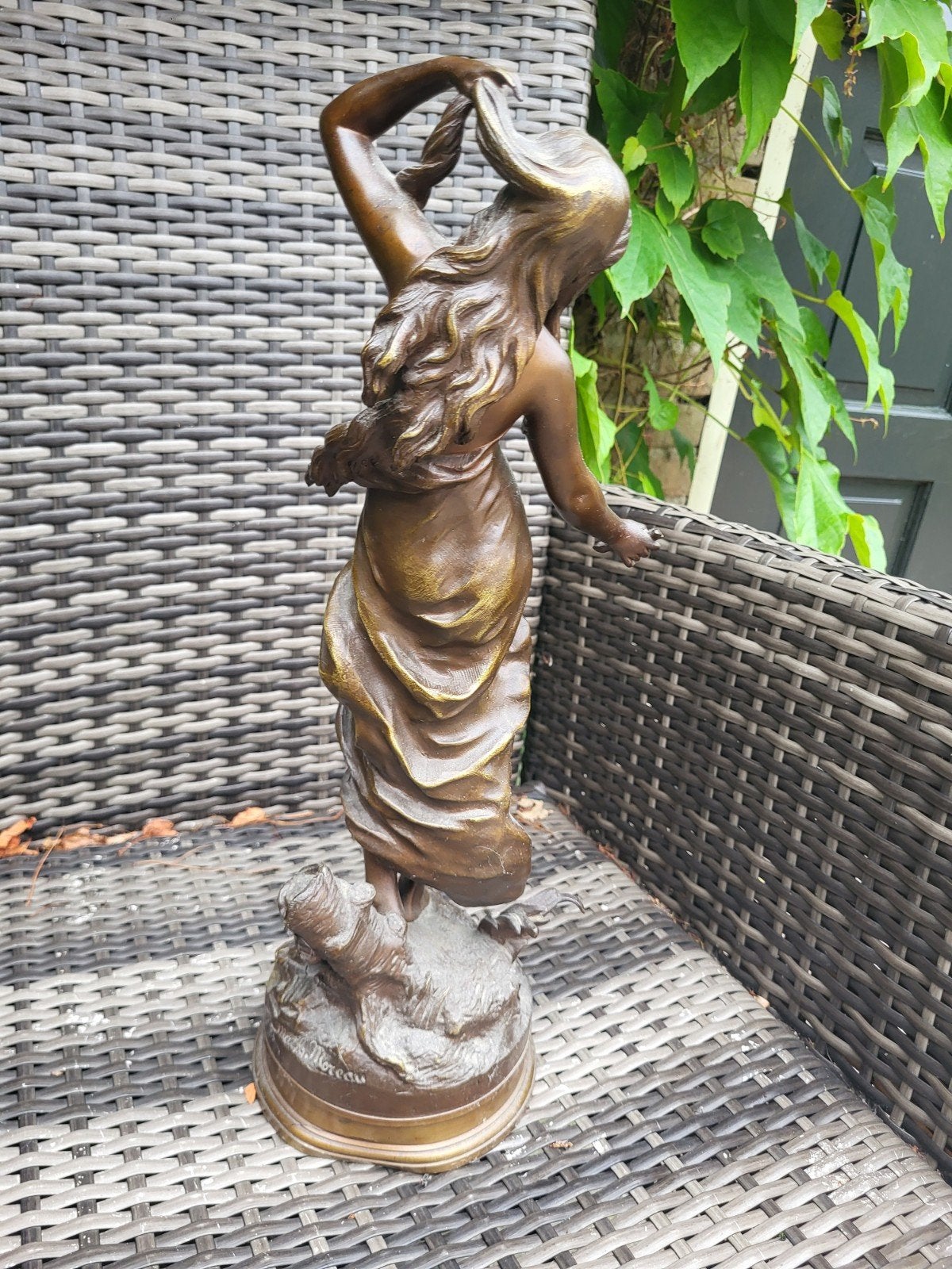 Bronzen beeld 'Brise du Soir' door Auguste Moreau, Ophalen, Gepatineerd, Brons, 20 - 50 cm