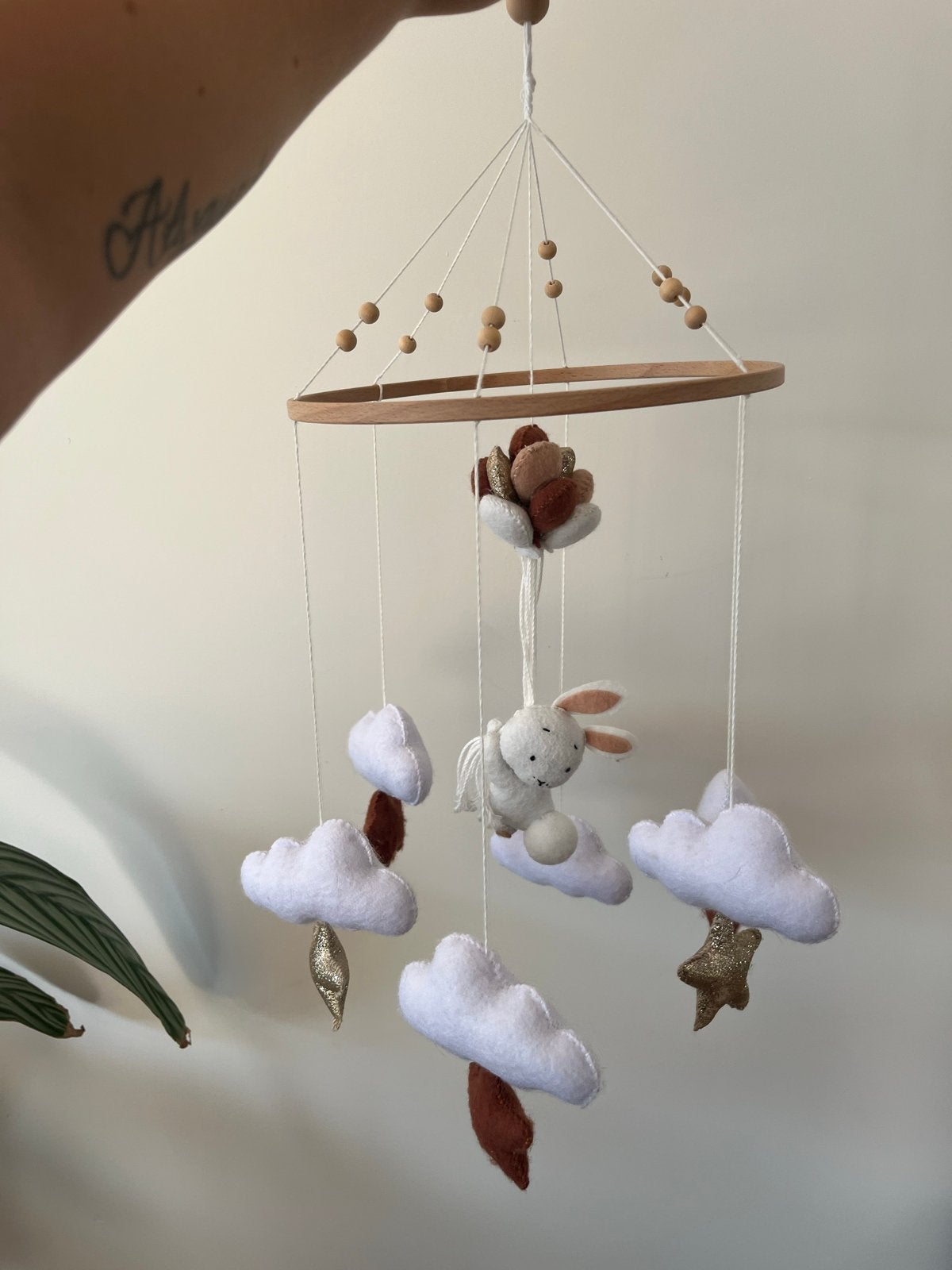 Baby mobiel met konijn, wolken en sterren, Ophalen, Gebruikt