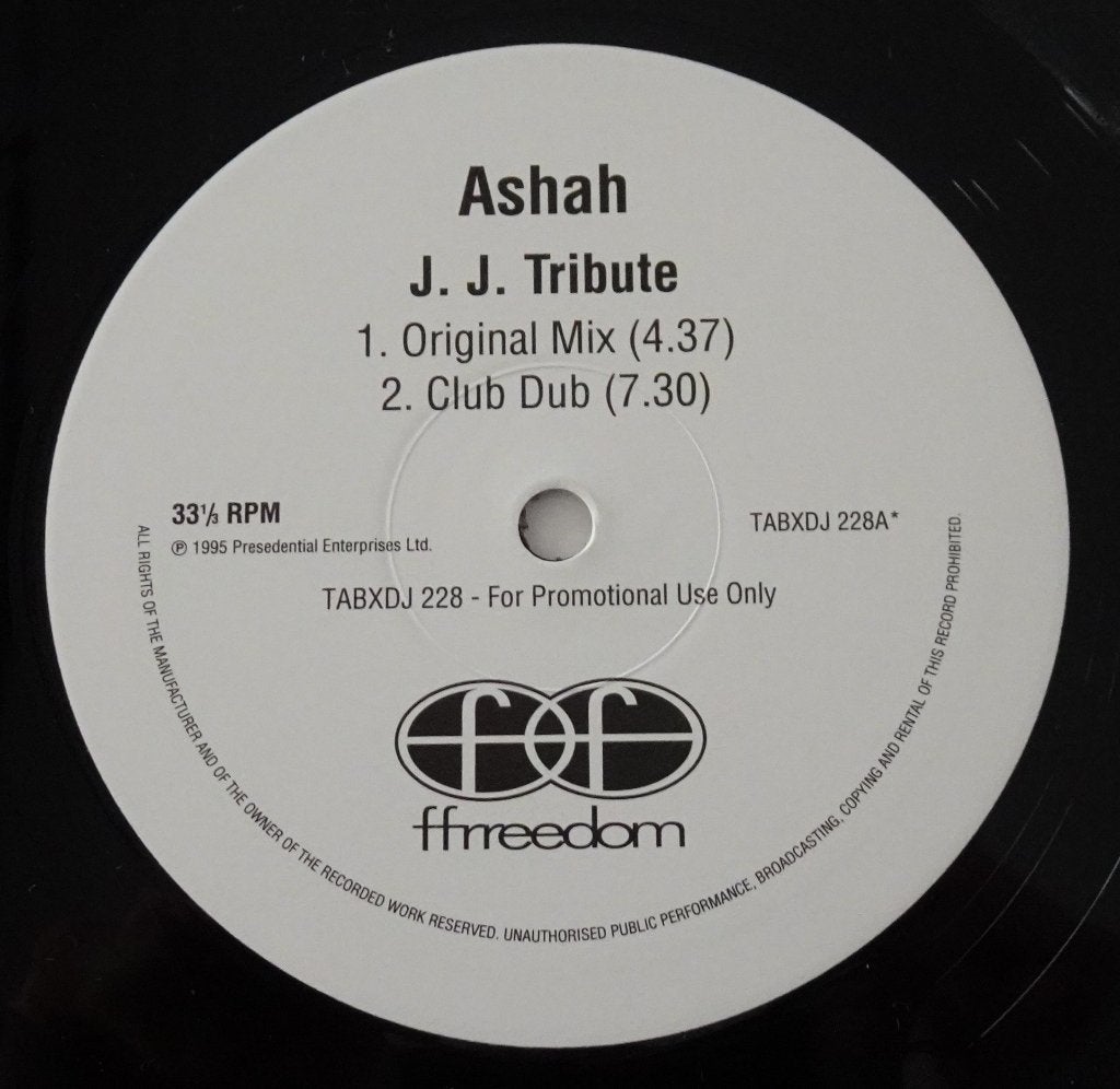 Ashah - J.J. Tribute -- 12'' House / Euro House Vinyl 1995, Ophalen, Zo goed als nieuw, 12 inch