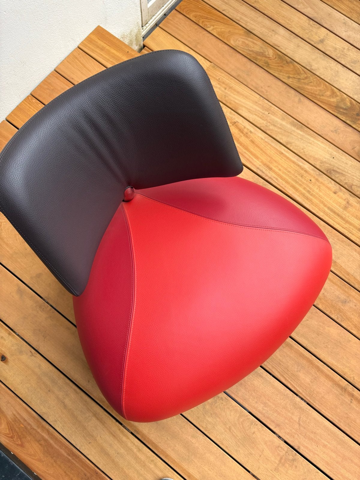 Leolux Parabolica fauteuil - Rood/Bruin leer, Ophalen, Leer, Zo goed als nieuw, Eén