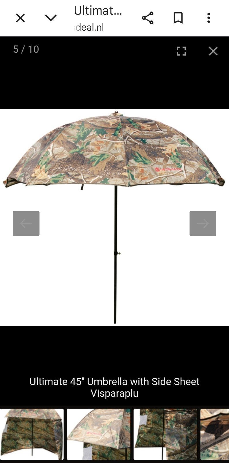 Ultimate 45" Visparaplu met Zijwand - Camouflage, Ophalen