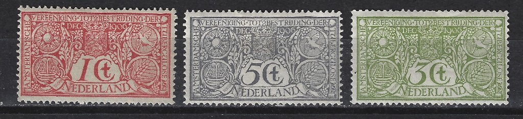 NVPH 84 85 86 ong Tuberculose 1906 ; OUD NEDERLAND P/STUK, Ophalen of Verzenden, T/m 1940, Postfris