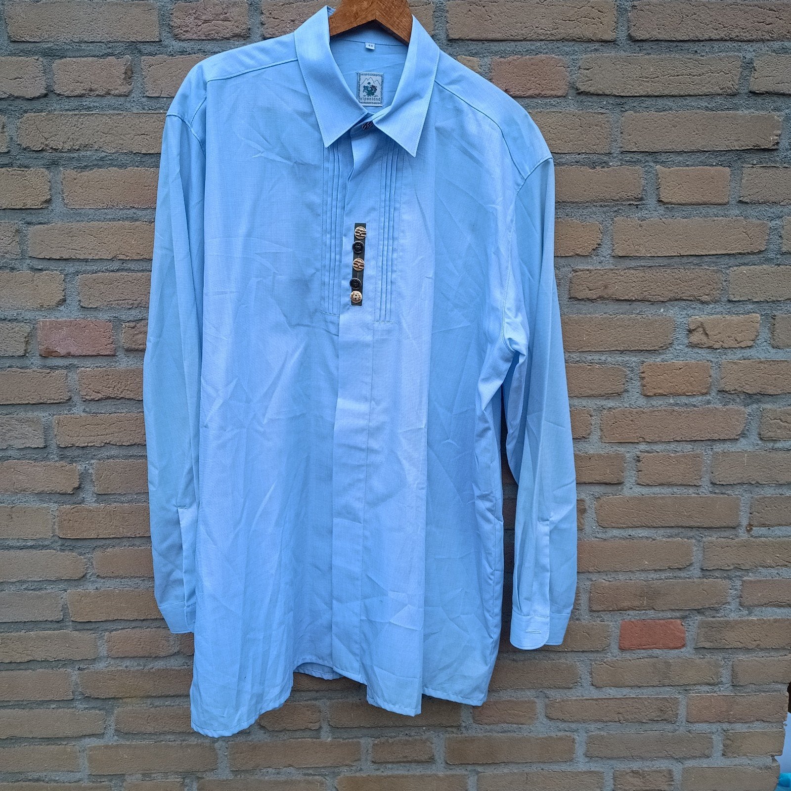 Alpenland 44 XL Tiroler trachten overhemd blauw zgan, Ophalen of Verzenden, Zo goed als nieuw, Overige maten, Alpenland