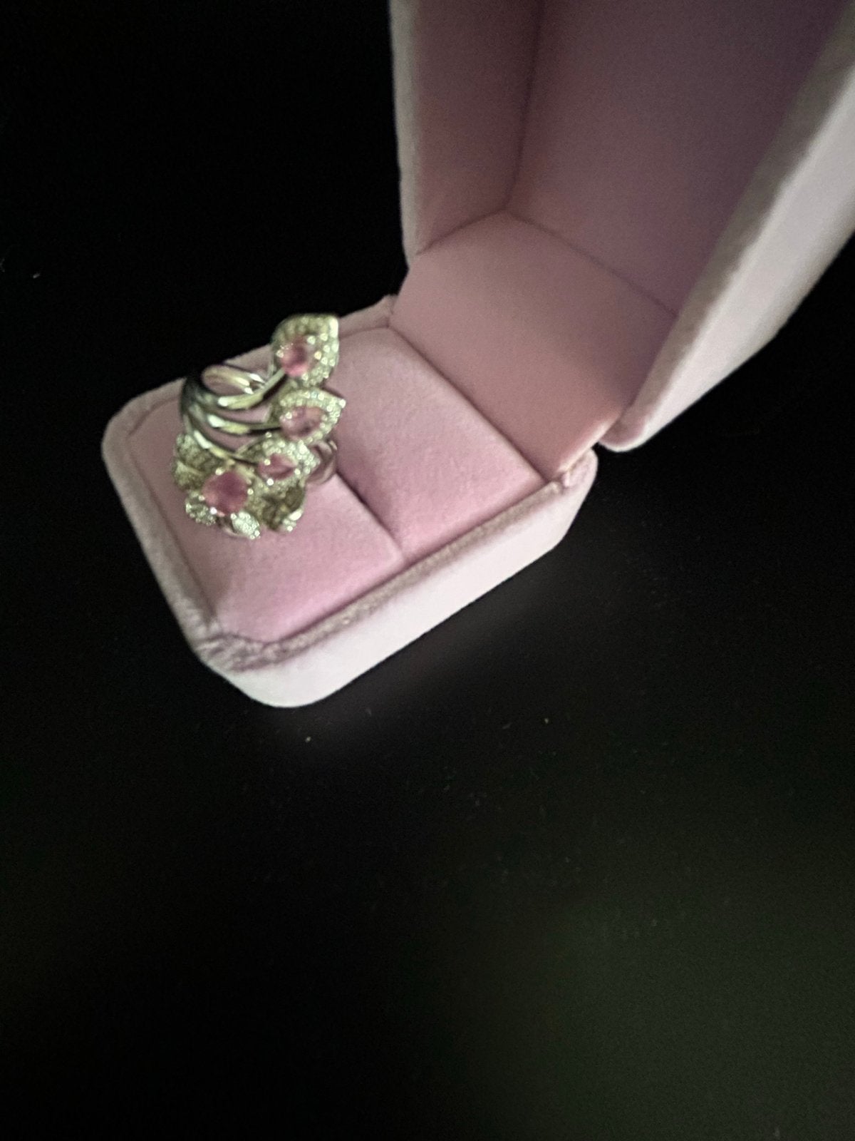 Zilveren Saffieren Bloem Ring - Aanpasbaar en Elegant, Nieuw, Ophalen of Verzenden, 17 tot 18, Roze