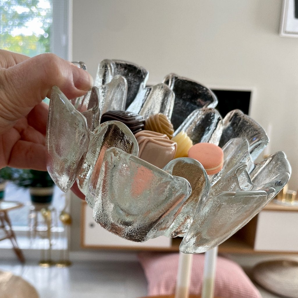vintage Scandinavisch ijsglas SCHAAL glas Humppila Muurla, Antiek en Kunst, Ophalen of Verzenden
