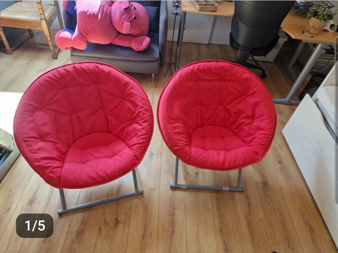 2x Roze opvouwbare stoelen moonchairs Ikea, Ophalen, Gebruikt, Twee, Overige kleuren