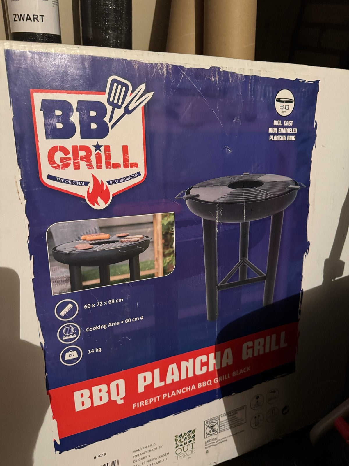 BB Grill Firepit Plancha BBQ Grill Zwart - Nieuw in doos, Ophalen, Nieuw