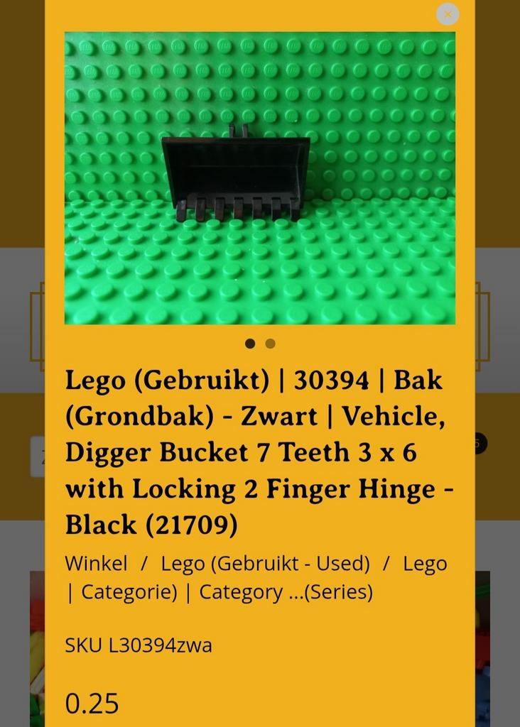 Lego Grondbak Zwart - Digger Bucket 30394