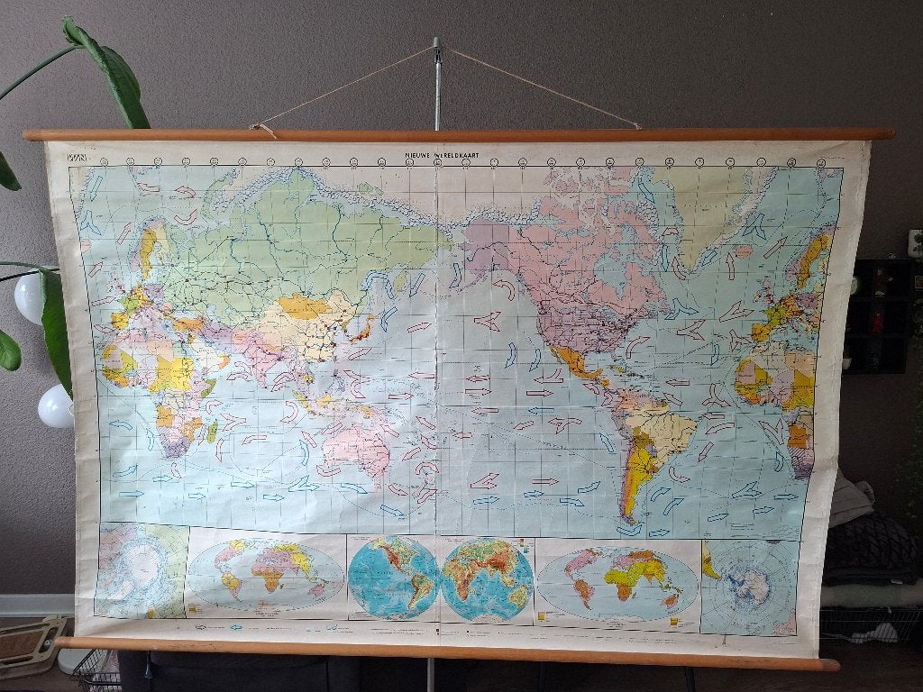 Wereldkaart 220 x 145 cm, Ophalen, Aardrijkskunde