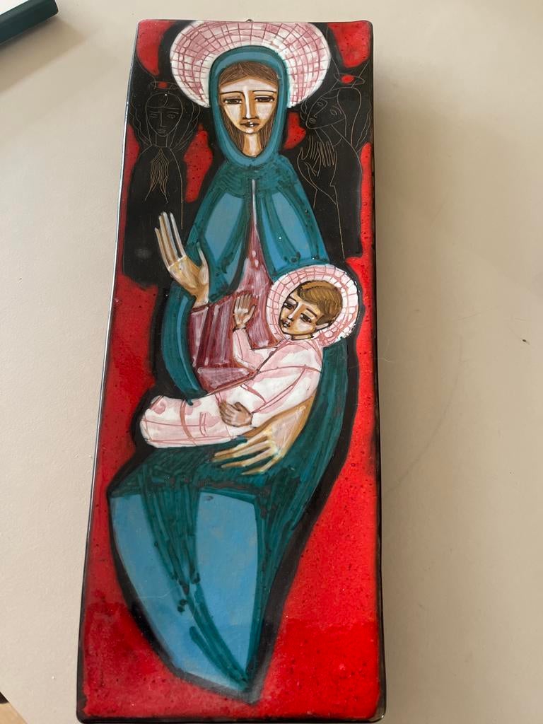 Ruffinelli Keramische Wandplaat - Madonna met Kind, Ophalen of Verzenden