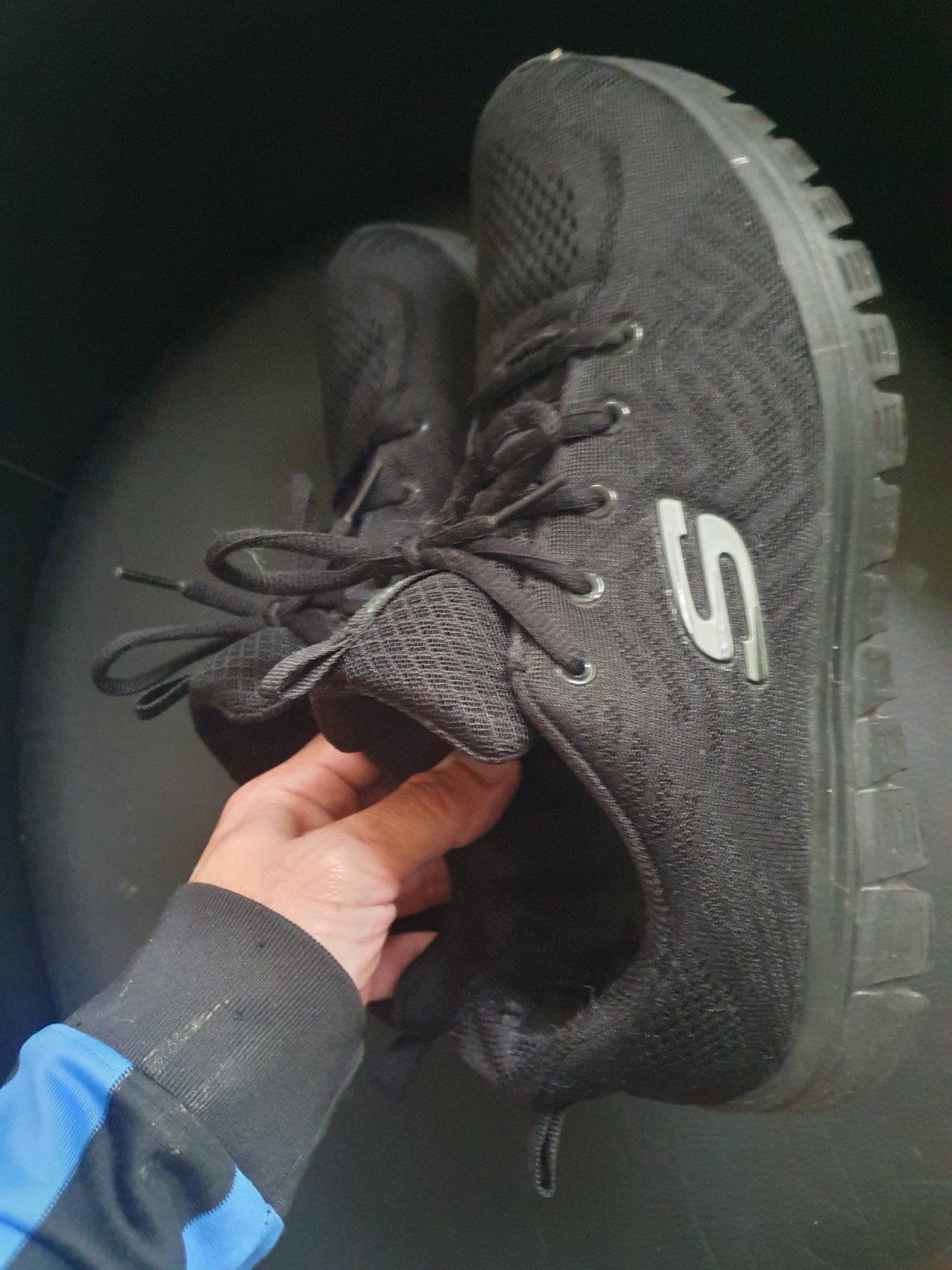 Gedragen zwarte Skechers sneakers, maat 40, Ophalen, Skechers, Zwart, Sneakers of Gympen