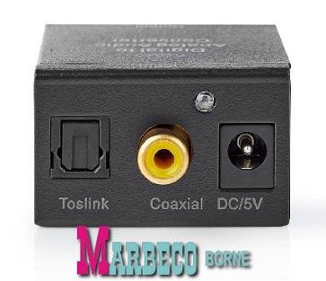 Digitale Audioconverter, RCA-Digi-TosLink, Out 2x RCA,1 jack, Nedis, Nieuw, Info@marbeco.nl, Ophalen of Verzenden