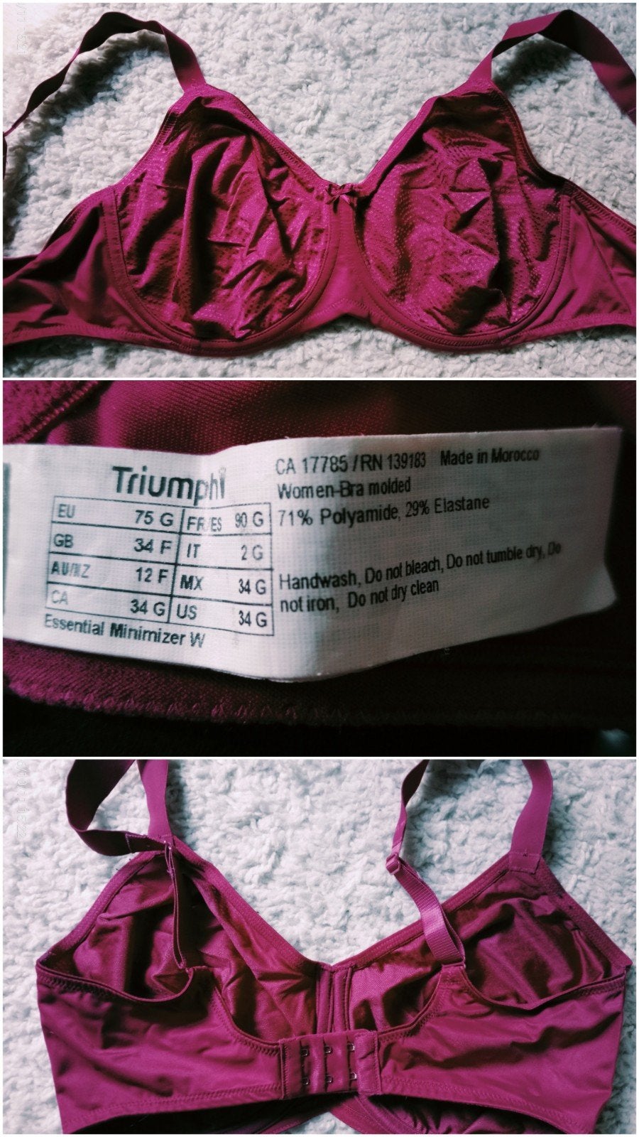 Triumph Essential Minimizer W BH 75G - Bordeauxrood, Triumph, Ophalen of Verzenden, Rood, BH