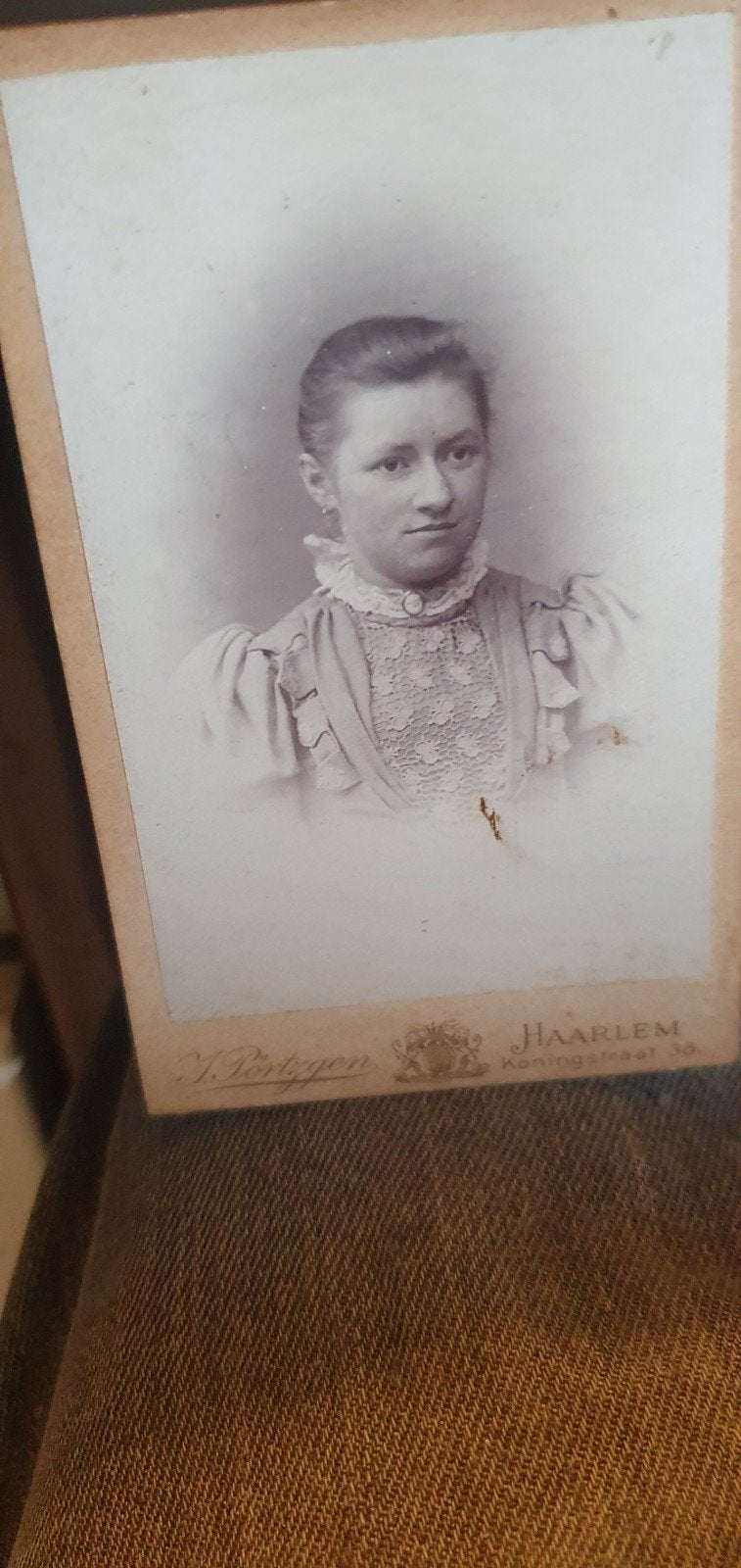 kabinet/kartonkaart J Portzgen Haarlem, Ophalen of Verzenden, Voor 1940