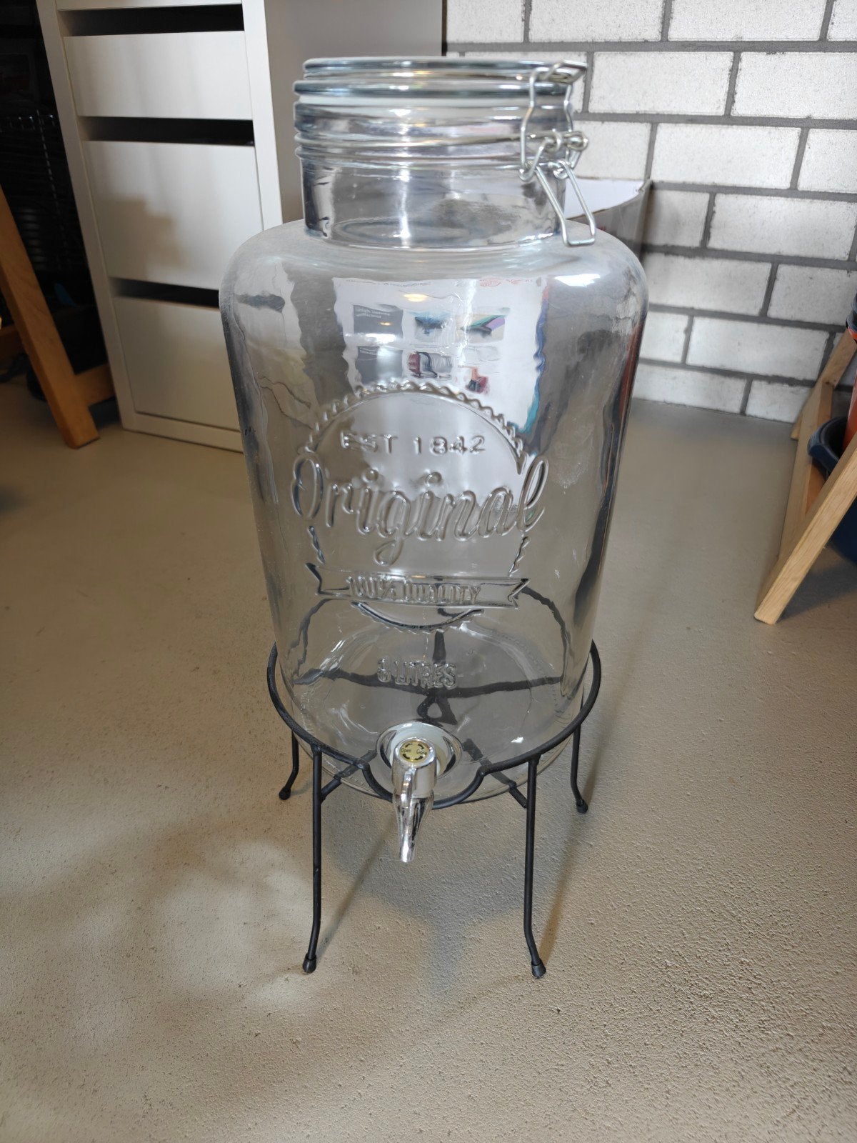 Glazen drankdispenser met tapkraan - 9 liter, Overige typen, Ophalen of Verzenden, Gebruikt, Glas