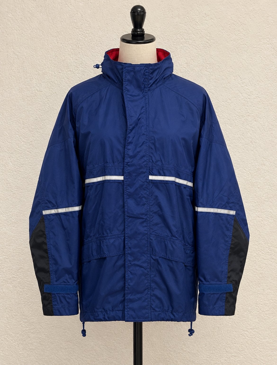 ️ Blauwe regenjas / windjack met reflecterende strepen, Ophalen of Verzenden, Zo goed als nieuw, Regenjas