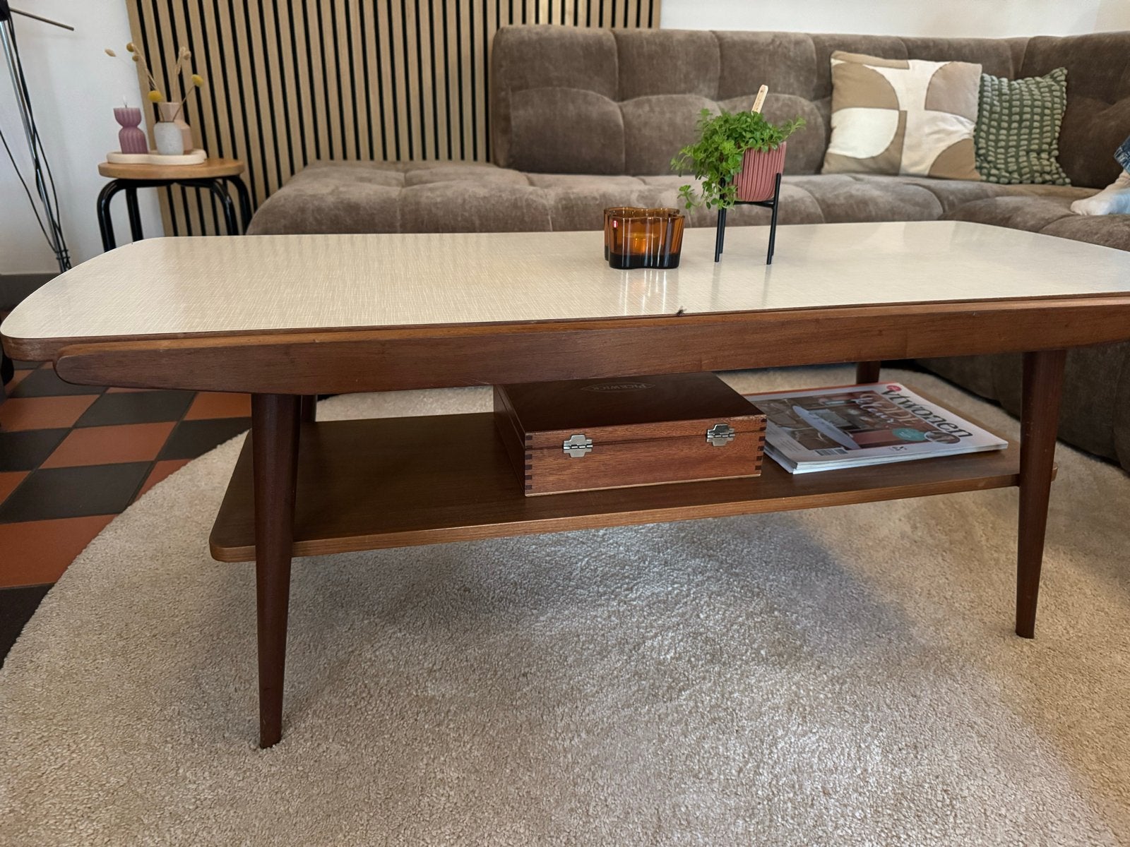 Salontafel vintage/scandinavisch, Ophalen, Gebruikt, Bruin, Vintage