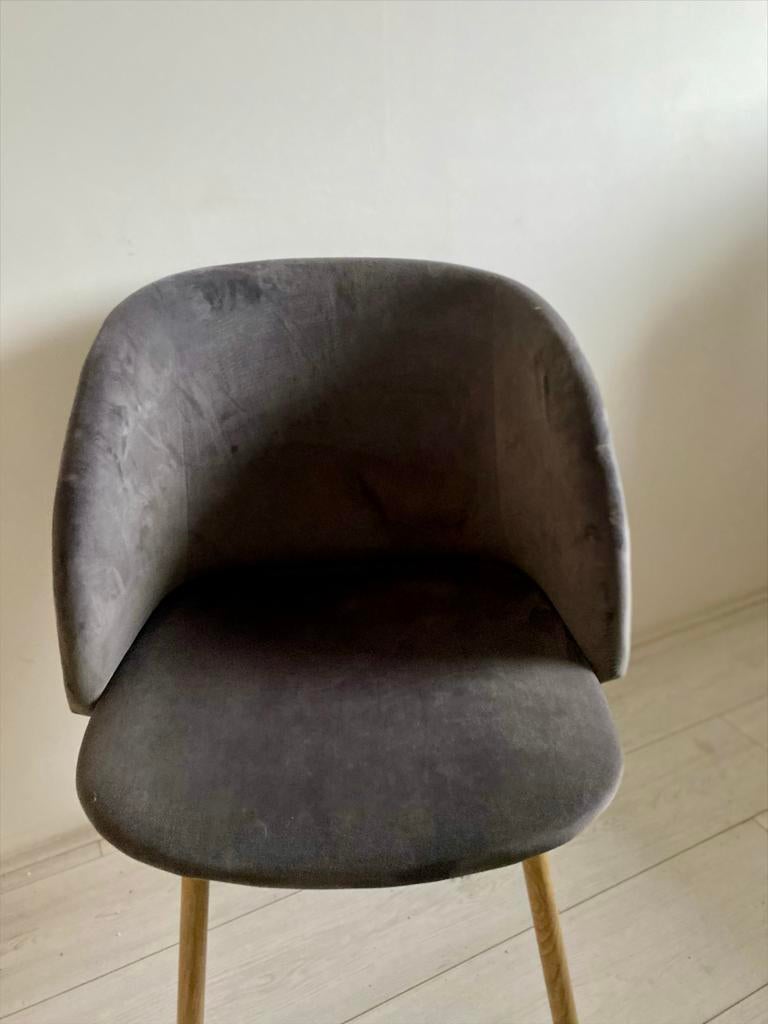 fluwelen eetkamerstoel - Grijs - Sostrene Grene, Ophalen, Gebruikt, Hout, Eén