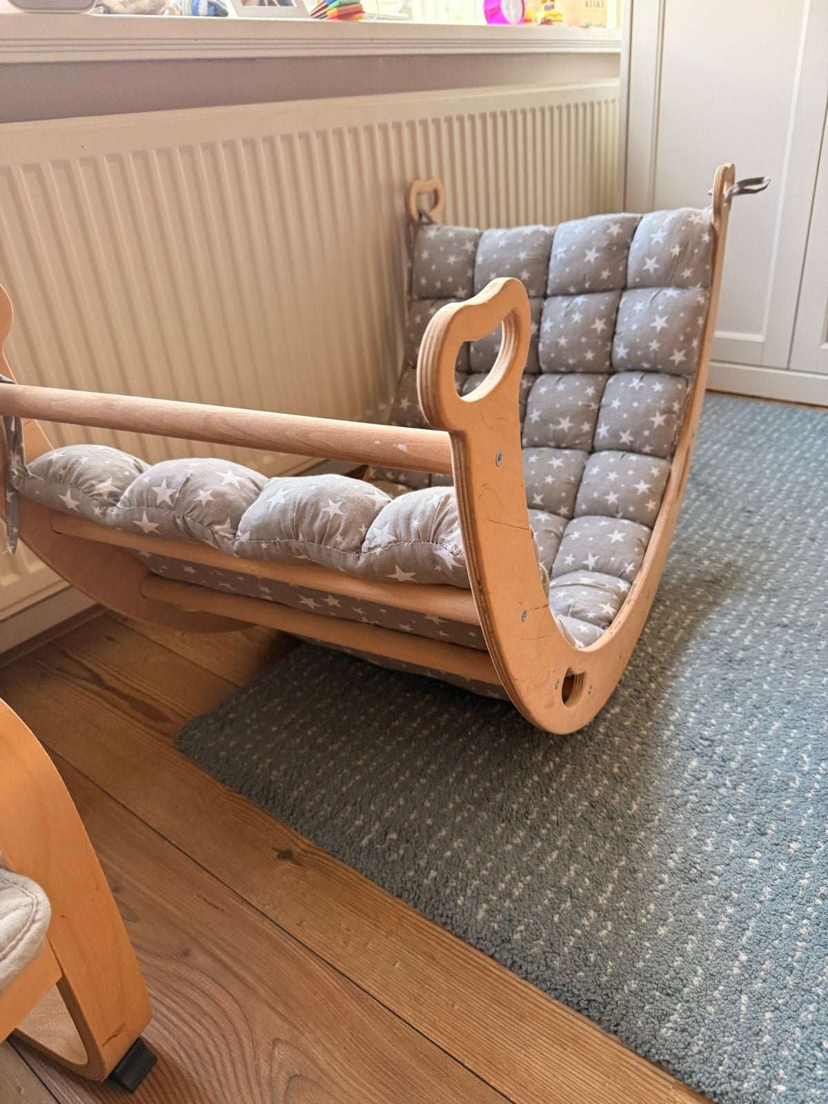 Houten Klimrek/Schommel met Kussens - Zo goed als nieuw, Kinderen en Baby's, Ophalen, Nieuw, Klimwand