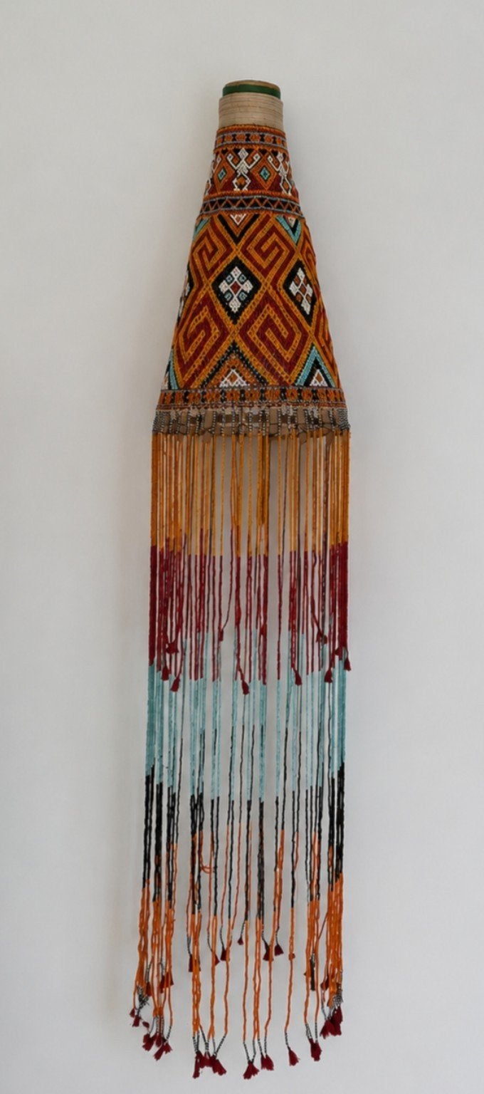 Grote vintage kralen hanglamp Indonesische stijl 130 cm, Ophalen of Verzenden