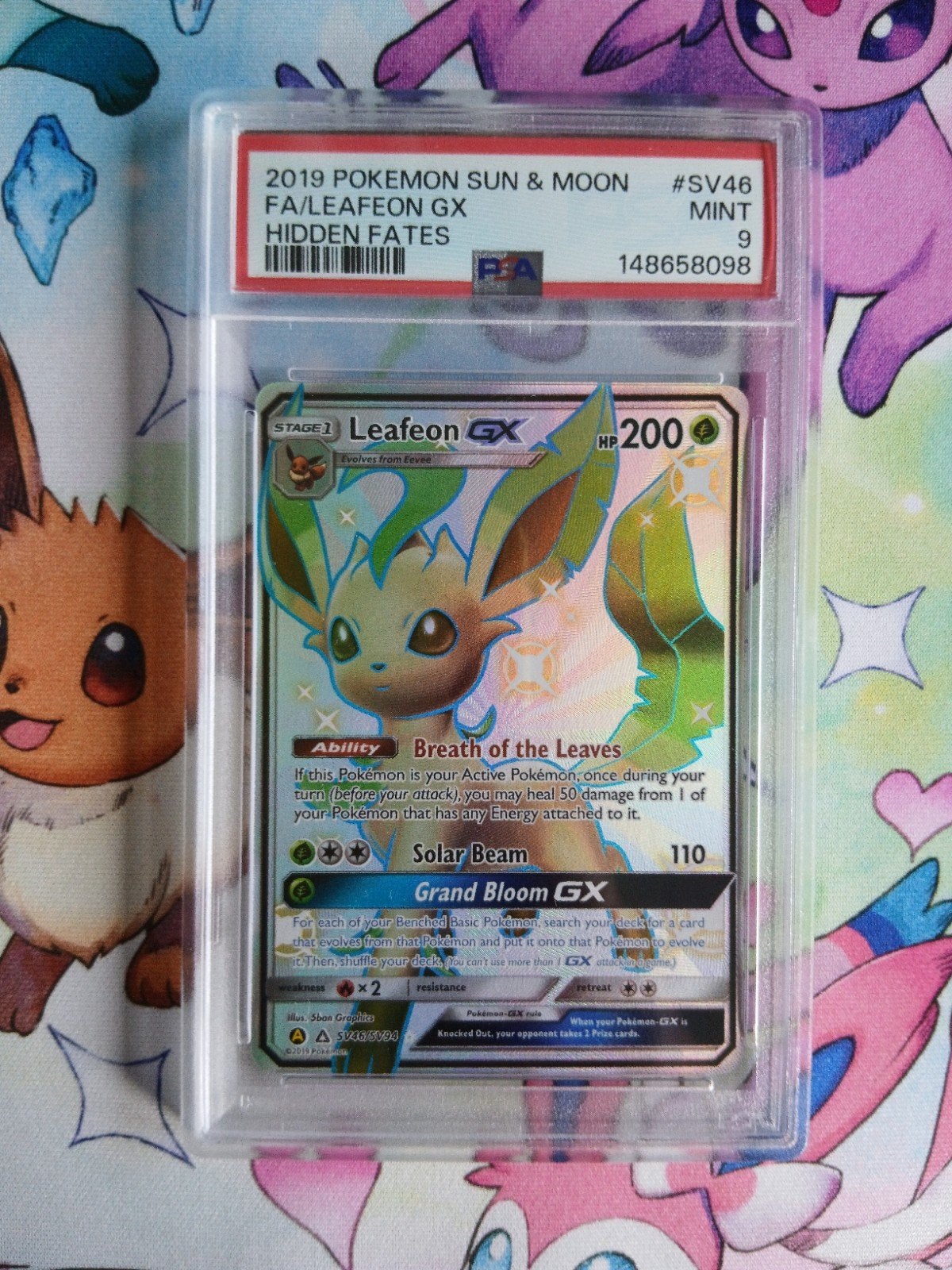 Leafeon GX #SV46 Pokémon Hidden Fates [PSA 9], Verzenden, Nieuw, Losse kaart, Foil