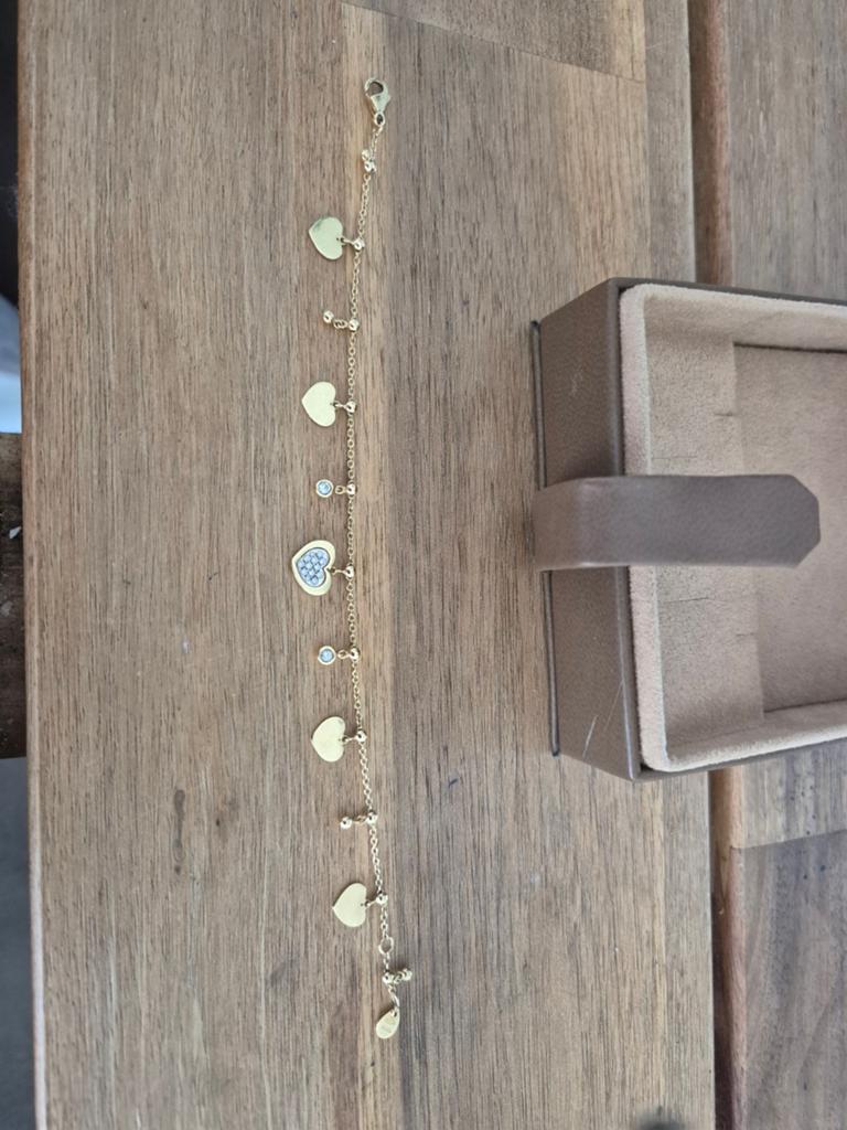 Gouden 14k armband met Swarovski kristallen Schaap & Citroen, Gebruikt, Goud, Goud, Met bedels of kralen