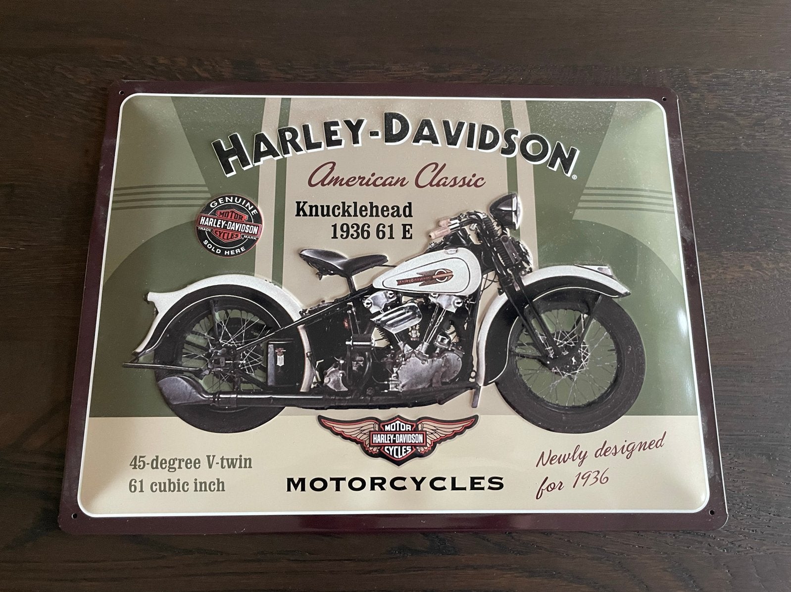 Harley-Davidson Knucklehead 1936 Metalen Plaat, Ophalen, Zo goed als nieuw, Motoren