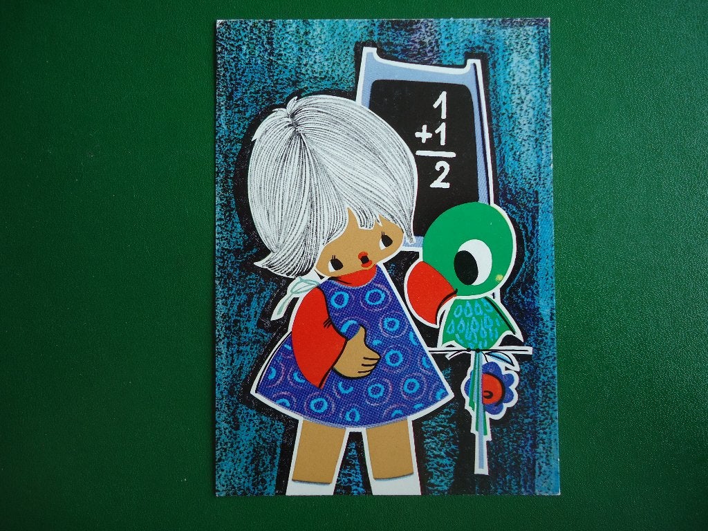 (2183) Kinderkaart: Meisje met vogel, Verzenden, 1980 tot heden, Ongelopen, Kinderen