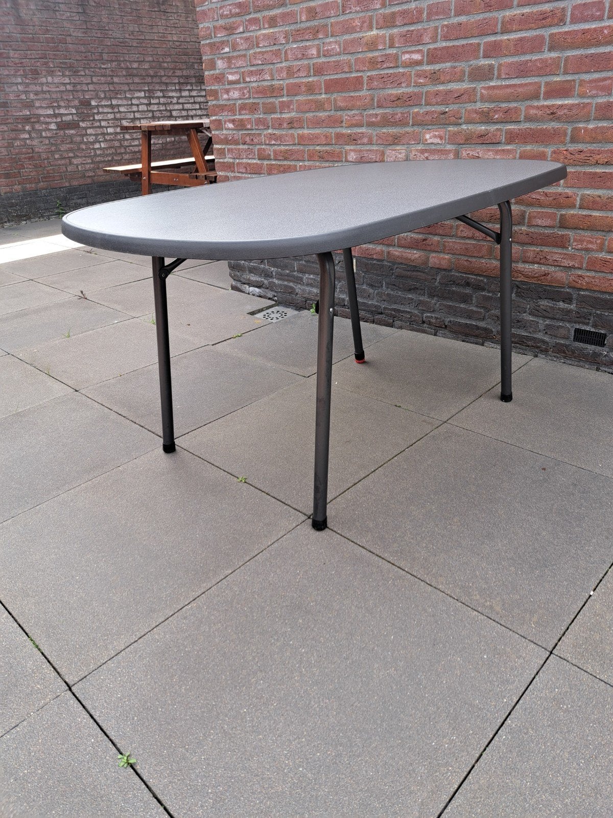 Opvouwbare campingtafel - Grijs, ovaal, Ophalen, Gebruikt, Campingtafel