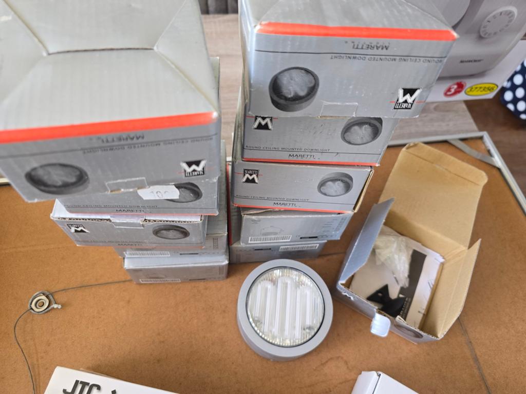Set van 8 Maretti plafondlampjes, rond, zilverkleurig, Ophalen of Verzenden, Nieuw, Glas, Modern, minimalistisch
