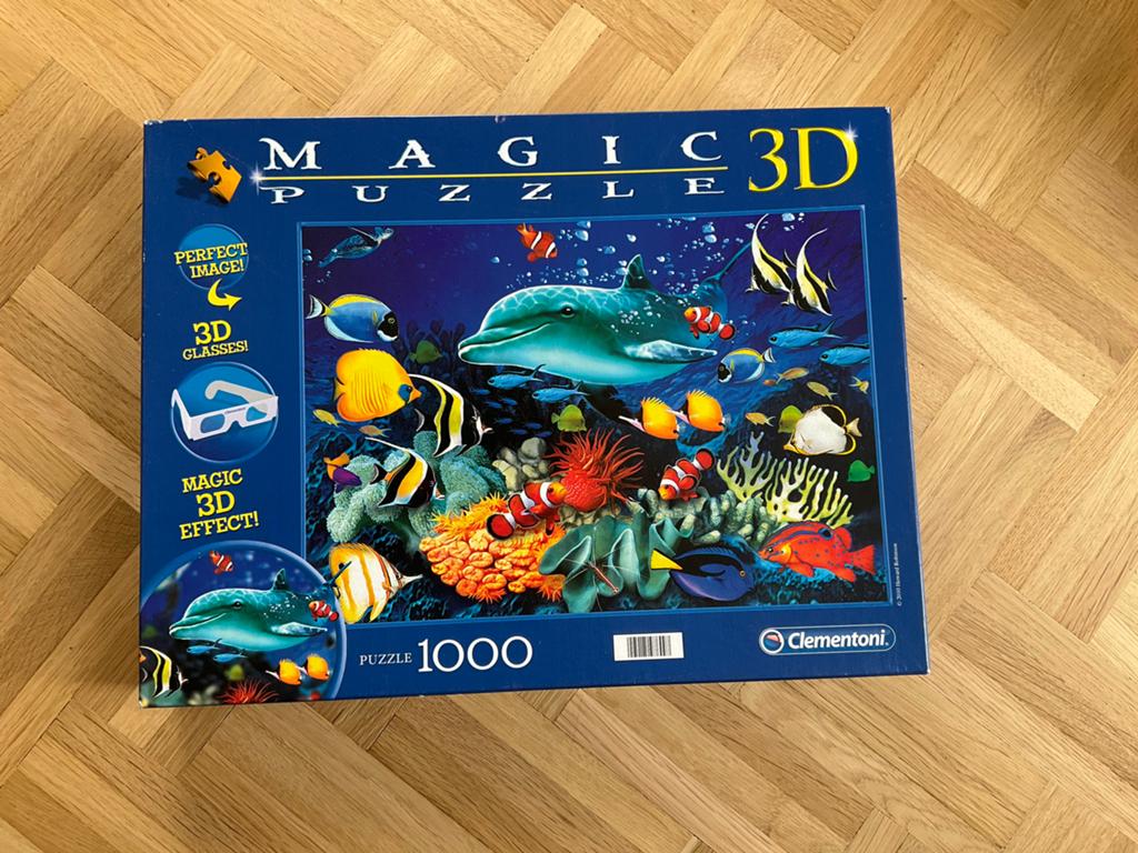 Clementoni Magic 3D Puzzel Dolfijn 1000 stukjes, Ophalen of Verzenden, 500 t/m 1500 stukjes, Zo goed als nieuw, Legpuzzel
