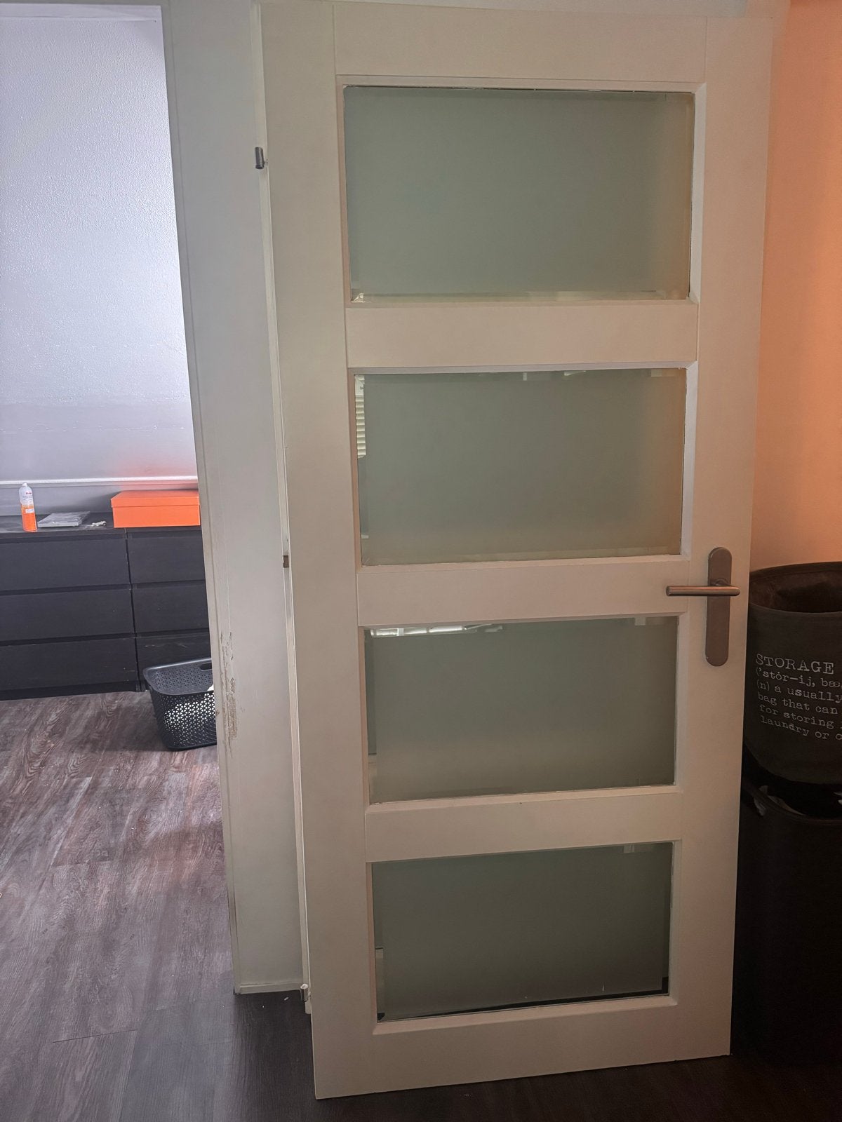 Binnendeur linksdraaiend 196x85 met glaspanelen, Doe-het-zelf en Verbouw, Ophalen, Gebruikt, 80 tot 100 cm, Binnendeur