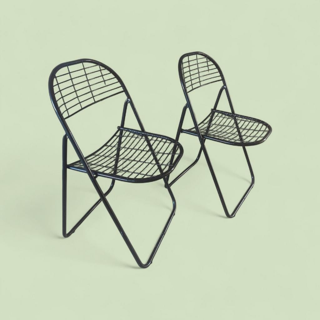 Vintage Ikea stoelen klapstoelen Niels Gammelgaard SKÅLBO, Ophalen, Vintage design stoel bank tafel fauteuil kast, Twee, Zwart