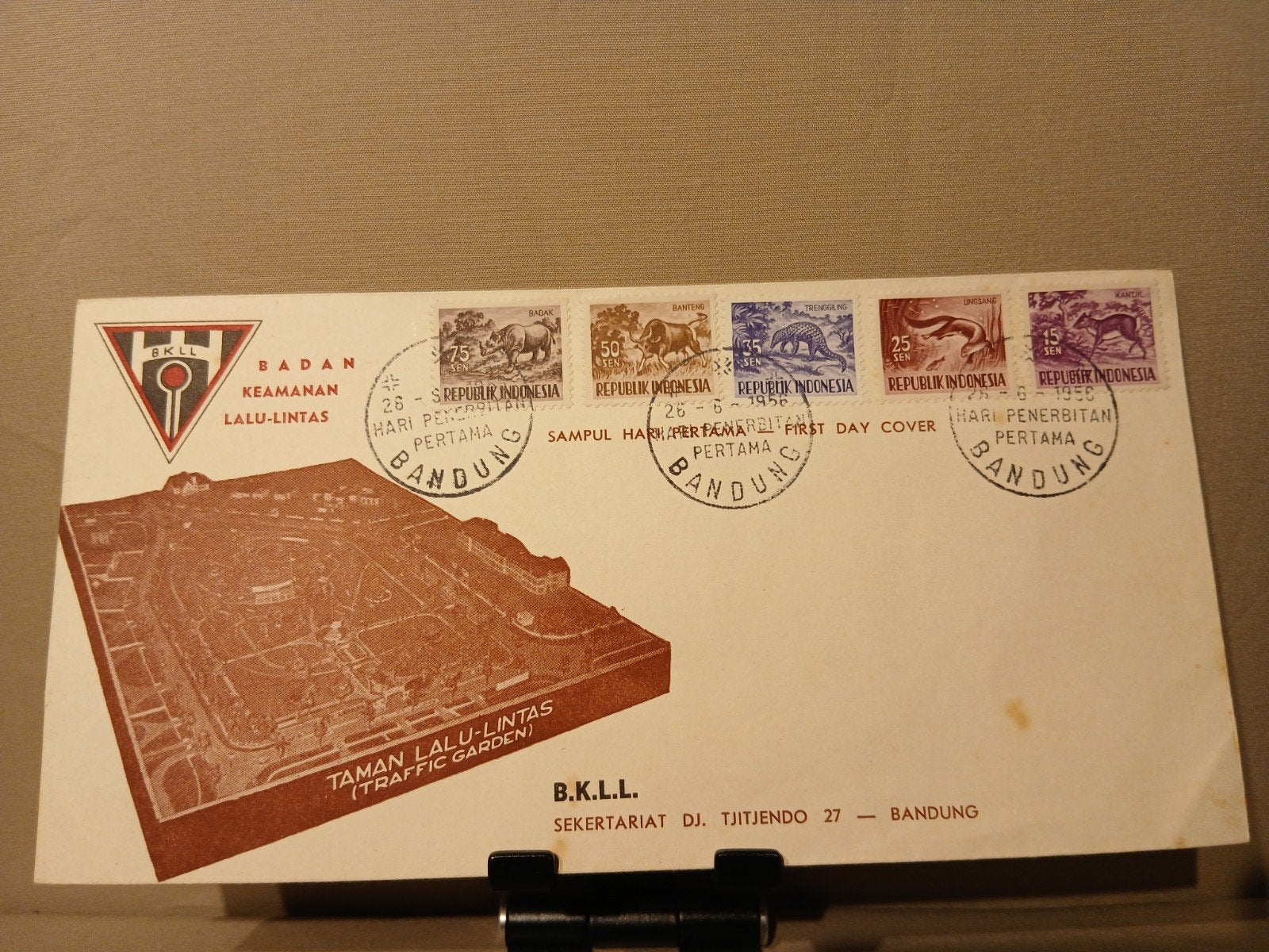 Zeldzame Eerste Dag Cover Indonesië 1956 - Bandung, Postzegels en Munten, Postzegels | Eerstedagenveloppen, Ophalen of Verzenden