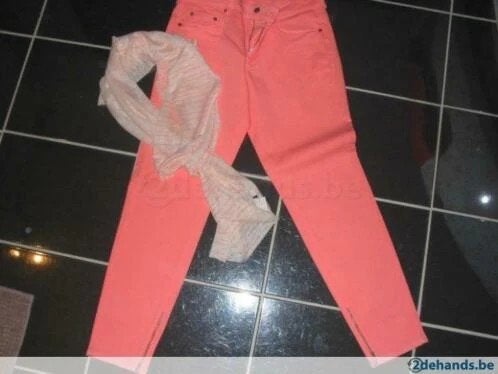 Broek nieuw Turnover met sjaal maat 38, Maat 38/40 (M), Nieuw, Oranje, Driekwart