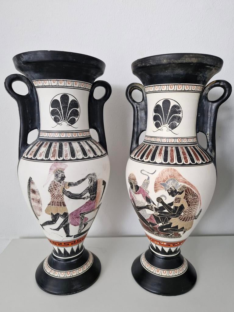 Set van 2 Griekse amfora vazen, handgeschilderd(40cm), Antiek en Kunst, Ophalen of Verzenden
