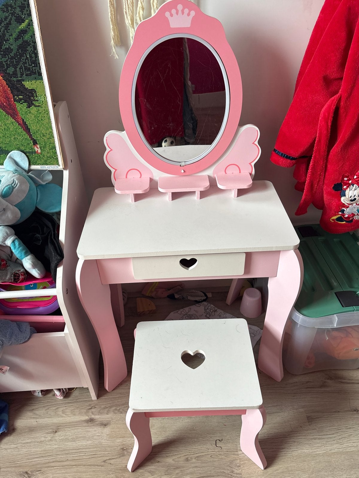 Kaptafel prinsesjes spiegel met krukje, Ophalen, Minder dan 50 cm, Gebruikt, Minder dan 100 cm