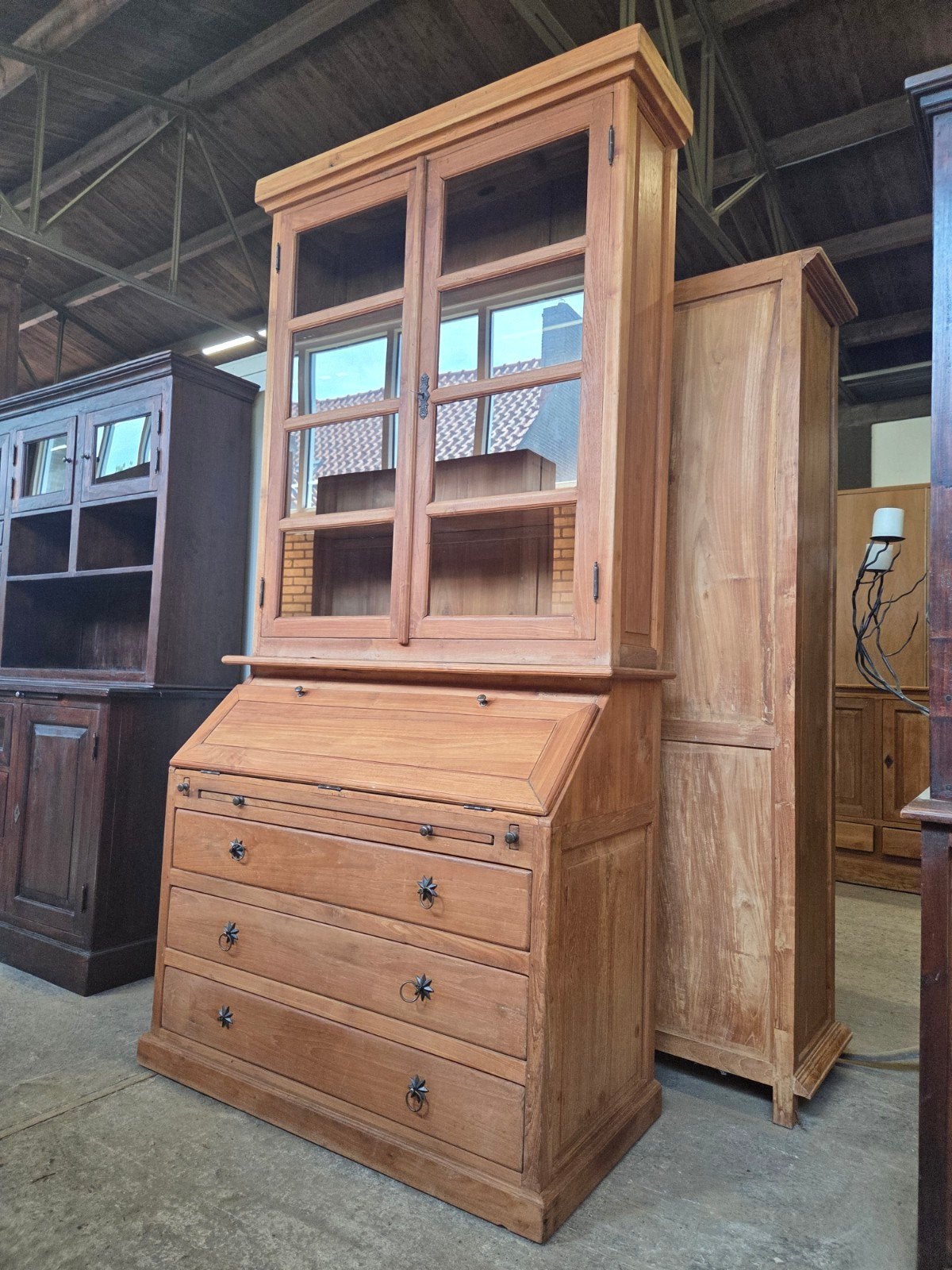 prachtige buffetkast ~ vitrinekast ~ secretaire ~ boekenkast, Ophalen, 100 tot 150 cm, 200 cm of meer, Glas