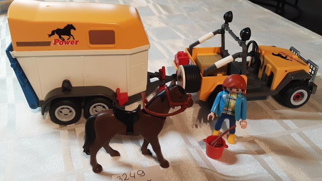 3249 gele jeep met paardentrailer, Ophalen of Verzenden, Zo goed als nieuw, Complete set