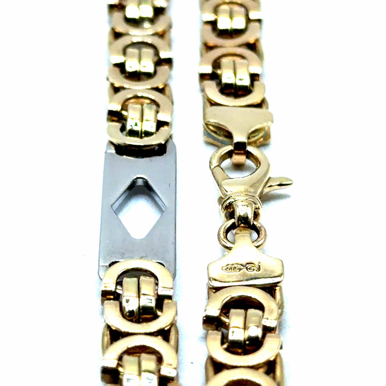 Gouden Byzantijnse schakelketting met witgouden accent, Sieraden, Tassen en Uiterlijk, W, Nieuw, Ophalen of Verzenden, W